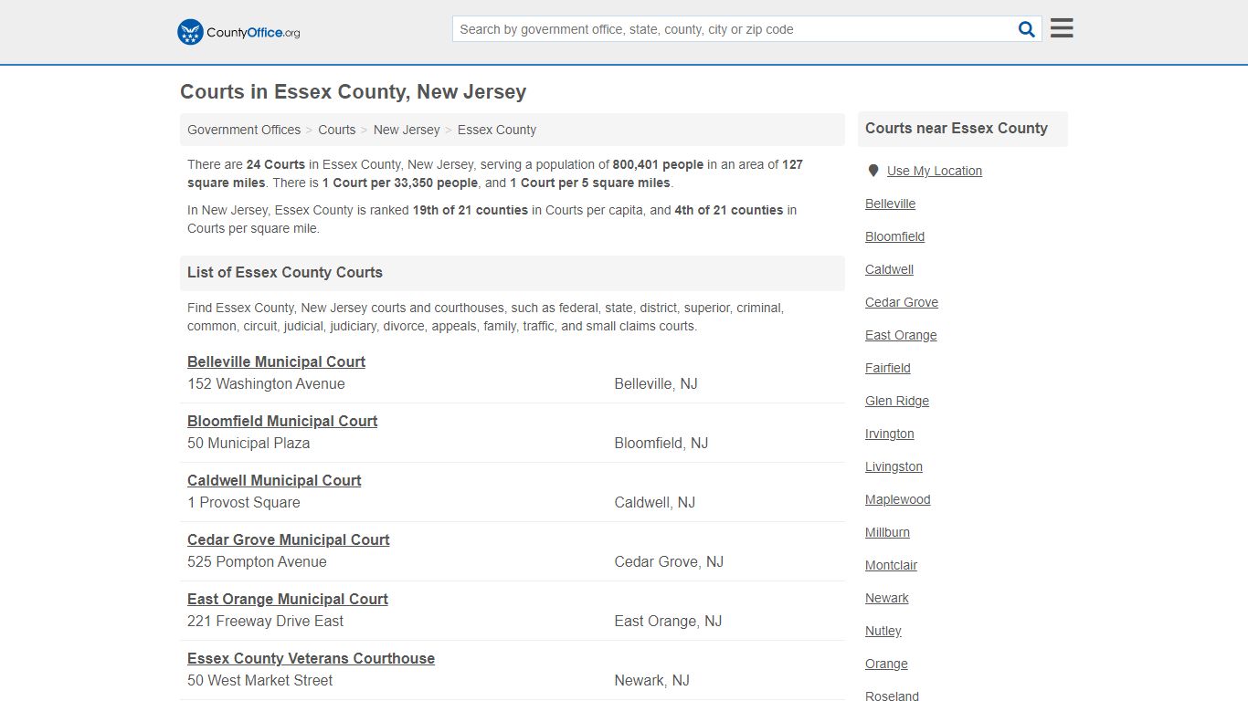 Courts - Essex County, NJ (Court Records & Calendars)